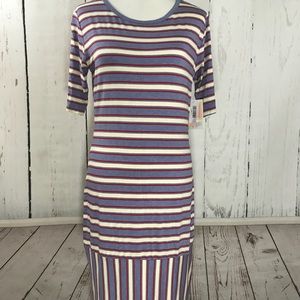 Large Lularoe Julia Dress, Red/white/blue stripe